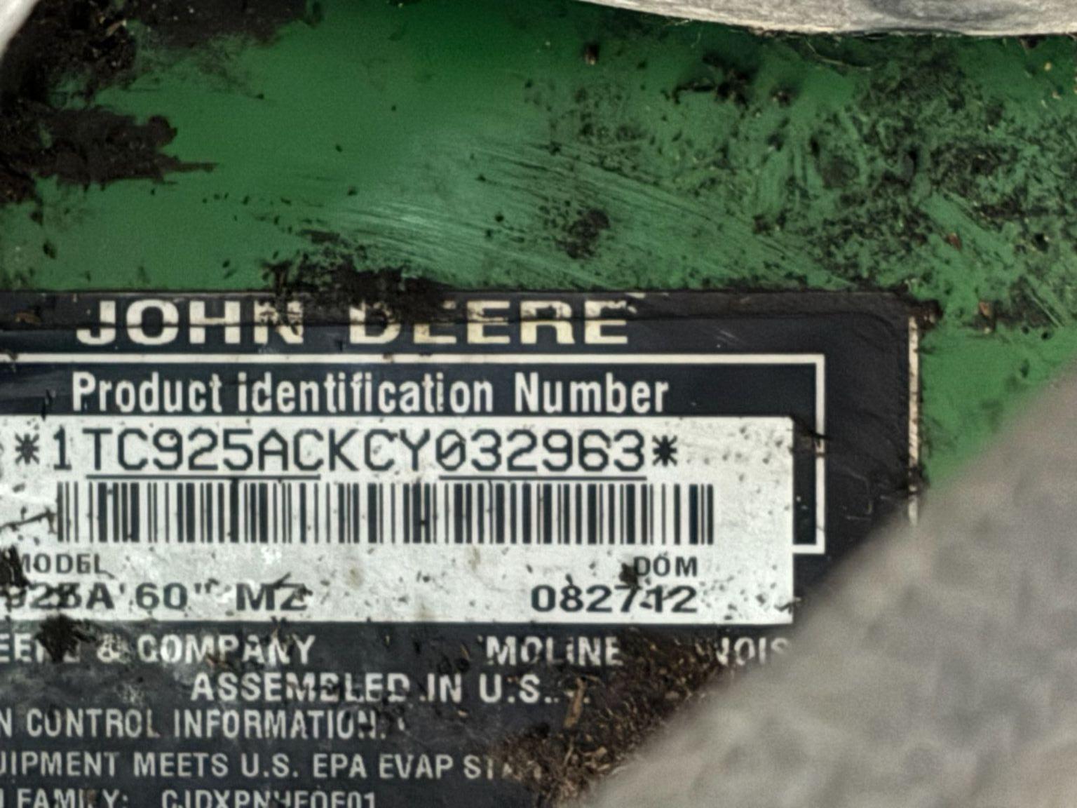 2012 John Deere Z925A