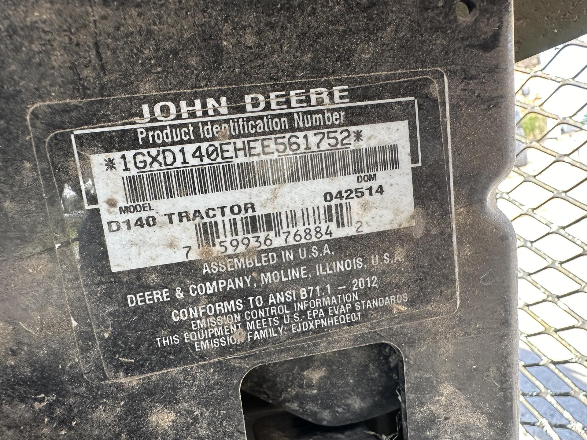 2014 John Deere D140