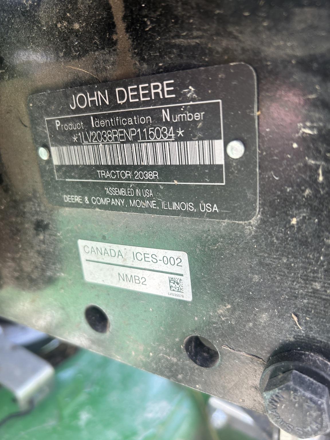 2022 John Deere 2038R