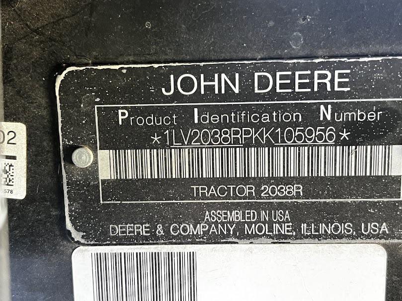 2019 John Deere 2038R